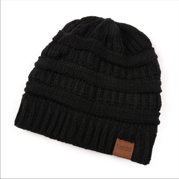 Heimish Atlantic Fashion Accessories - Messy Bun Black Beanie